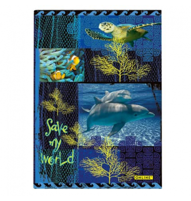 Notizbuch 07914/6, Save My World, blau, A5, punktkariert, 80g, 96 Blatt / 192 Seiten