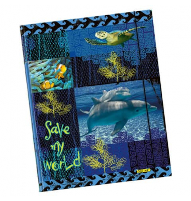 Gummizugmappe Save My World 07912/6, A4 bunt Karton, mit 3 Einschlagklappen