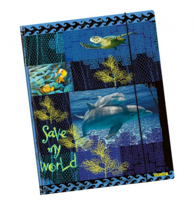 Gummizugmappe Save My World 07913/6, A3 bunt Karton, mit 3 Einschlagklappen