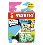 Textmarker STABILO BOSS MINI by Snooze One, 07/03-61, Etui, farbig sortiert, 2-5mm Keilspitze