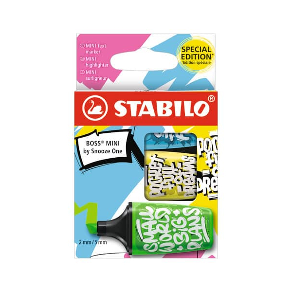 10 Stück Stabilo Textmarker STABILO BOSS MINI by Snooze One, 07/03-61, Etui, farbig sortiert, 2-5mm Keilspitze 4006381592215 Stabilo 3 Stück