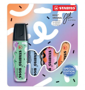 Textmarker BOSS ORIGINAL by Ju Schnee, 70/4-1-101-5, Etui (4 #), farbig sortiert (mint/wolkenblau/fuchsia/orange), 2-5mm Keilspi
