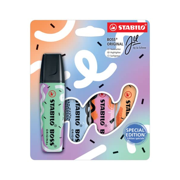 10 Stück Stabilo Textmarker BOSS ORIGINAL by Ju Schnee, 70/4-1-101-5, Etui, mint/wolkenblau/fuchsia/orange, 2-5mm Keilspitze 4006381597180 Stabil 4 Stück