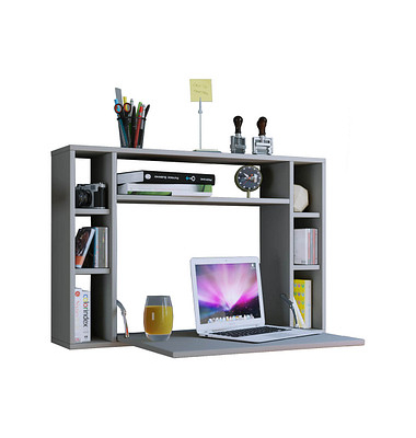 Wandschreibtisch Wandila 915180, 60cm (H), 90x20/67cm (BxT), rechteckig, grau / grau