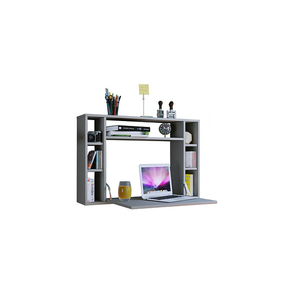 4051814384615 - Wandschreibtisch Wandila ideal für das Home Office ausklappbare Tischplatte & 7 Fächer B 900 x T 200 670 x H 600 mm Holz grau 4051814384615 - Wandschreibtisch Wandila ideal für das Home Office ausklappbare Tischplatte & 7 Fächer B 900 x T 200 670 x H 600 mm Holz grau