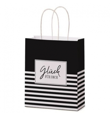 Geschenktasche 991571, allgemein, gedrehte Papierkordel, GLÜCK FÜR DICH, 180mm x 220mm