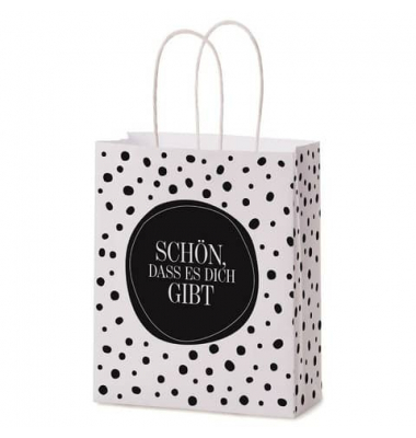 Geschenktasche 991572, allgemein, gedrehte Papierkordel, SCHÖN DASS ES DICH GIBT, 180mm x 220mm