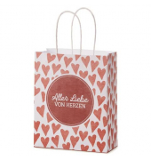 Geschenktasche 991761, allgemein, gedrehte Papierkordel, ALLES LIEBE VON HERZEN, 180mm x 220mm