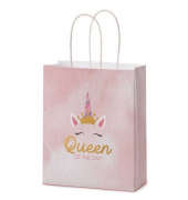 Geschenktasche 991773, allgemein, gedrehte Papierkordel, Queen of the day, 180mm x 220mm
