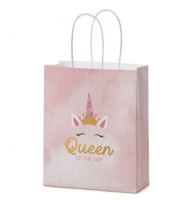 Geschenktasche 991773, allgemein, gedrehte Papierkordel, Queen of the day, 180mm x 220mm
