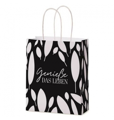 Geschenktasche 991574, allgemein, gedrehte Papierkordel, Genieße das Leben, 180mm x 220mm