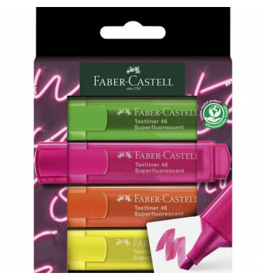 Textmarker TL 46 Neon, 254600, Etui, 4-farbig sortiert, 1-5mm Keilspitze