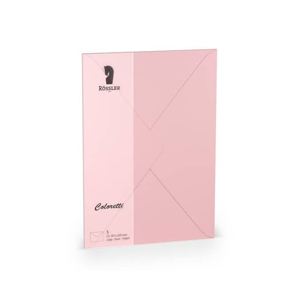 10 Stück Rössler Designbriefumschlag Coloretti 220711523, C5, nassklebend, 80g, rosa 4014969498125 Rössler 5 Stück