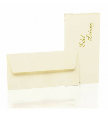 Designbriefumschlag Leinen 2032705802, Din Lang, nassklebend, 100g, ivory