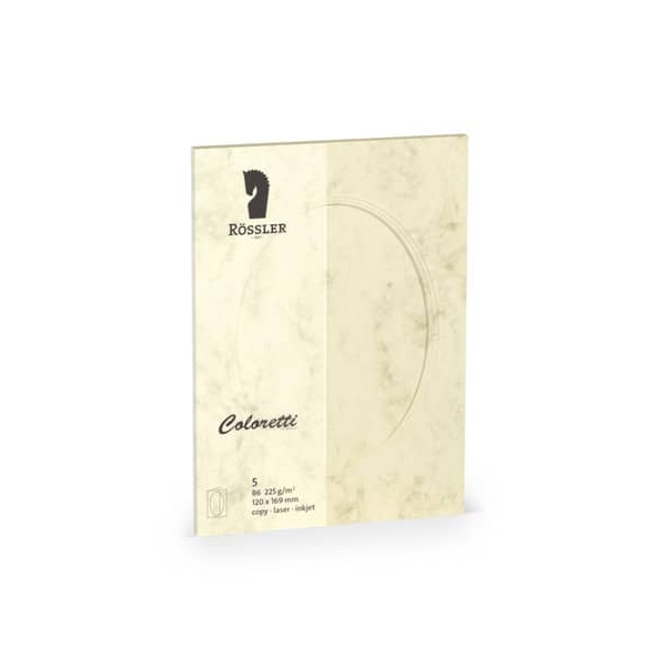 10 x Rössler Passepartoutkarte Coloretti B6 oval VE=5 Stück Chamois Ma