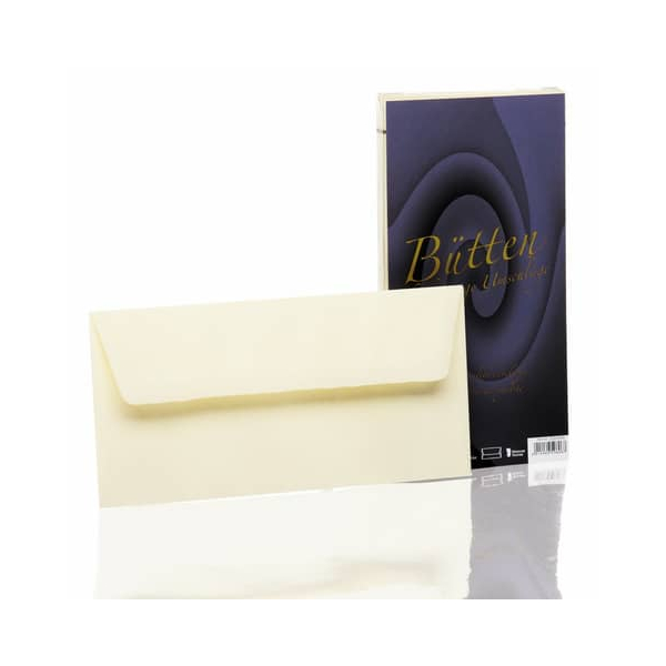 10 Stück Rössler Designbriefumschlag Bütten 20261940, Din Lang, nassklebend, 100g, ivory 4014969596067 Rössler 25 Stück