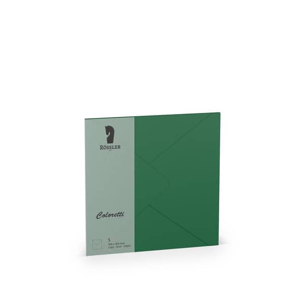 10 Stück Rössler Designbriefumschlag Coloretti 220740571, quadratisch, nassklebend, 80g, forest 4014969606100 Rössler 5 Stück