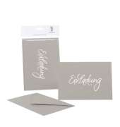 Einladungskarten 1181955049 220g Heißfolienprägung weiß Schriftzug Einladung taupe Einladungskarten 1181955049 220g Heißfolienprägung weiß Schriftzug Einladung taupe