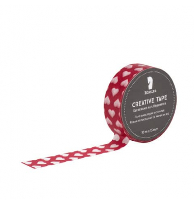 Klebeband Creative Tape 801010520027, Herzen, 15mm x 10m, rot transparent