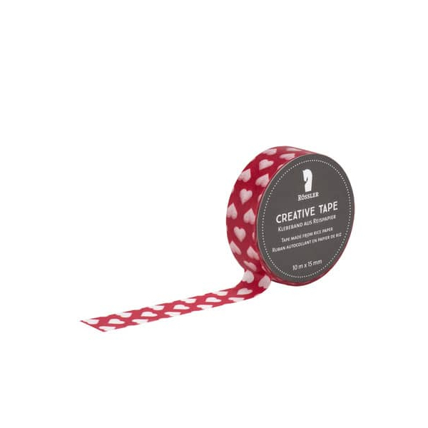 6 Stück Rössler Klebeband Creative Tape 801010520027, Herzen, 15mm x 10m, rot transparent 4014970155055 Rössler 10 Meter