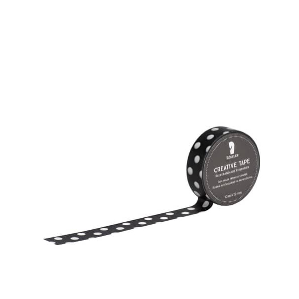 6 Stück Rössler Klebeband Creative Tape 801010520016, weiße Punkten, 15mm x 10m, schwarz 4014970155178 Rössler 10 Meter