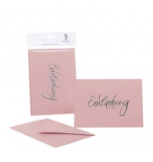 Einladungskarten 1181955063 DIN B6  Hoch doppelt Heißfolie silber rose