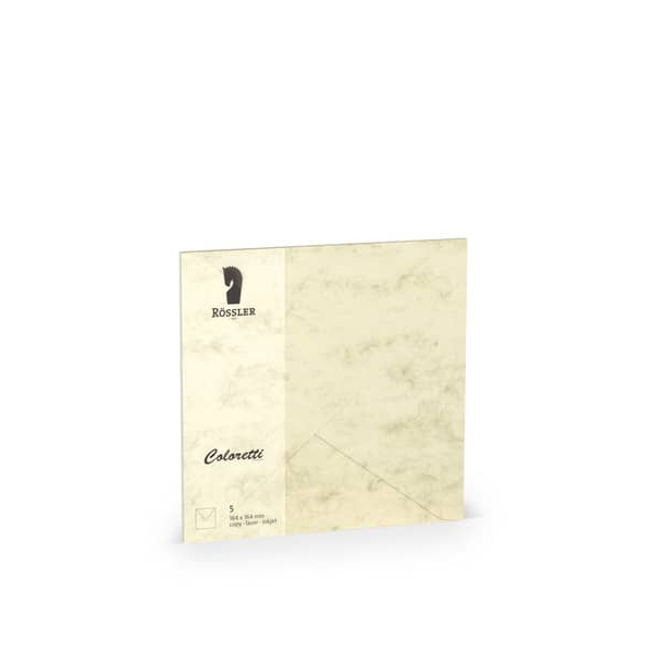 10 Stück Rössler Designbriefumschlag Coloretti 220740506, quadratisch, nassklebend, 80g, chamois marmora 4014969605974 Rössler 5 Stück