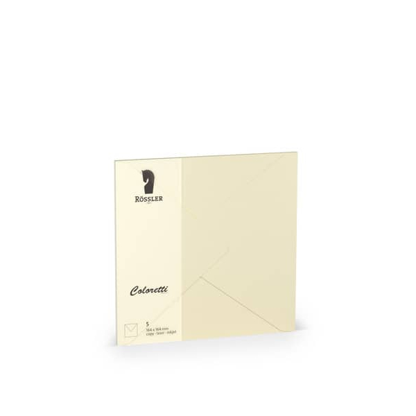 10 Stück Rössler Designbriefumschlag Coloretti 220740512, quadratisch, nassklebend, 80g, creme 4014969606001 Rössler 5 Stück
