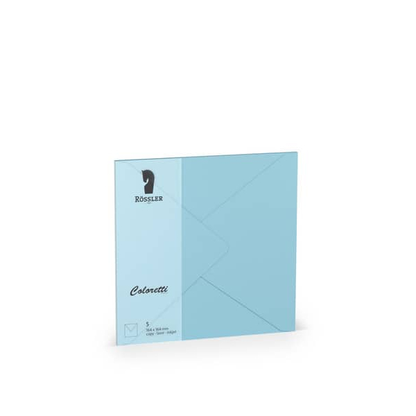 10 Stück Rössler Designbriefumschlag Coloretti 220740517, quadratisch, nassklebend, 80g, himmelblau 4014969606018 Rössler 5 Stück