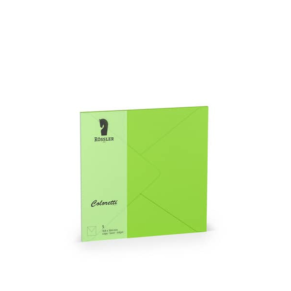 10 Stück Rössler Designbriefumschlag Coloretti 220740522, quadratisch, nassklebend, 80g, hellgrün 4014969606032 Rössler 5 Stück