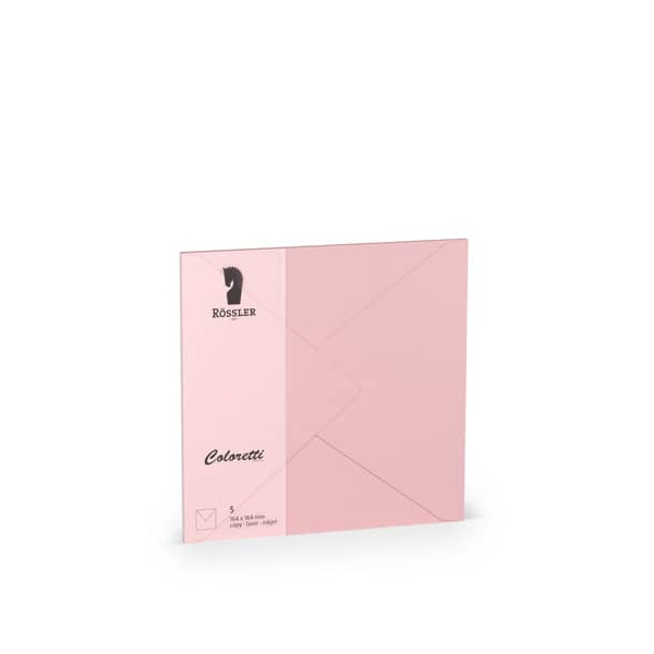 10 Stück Rössler Designbriefumschlag Coloretti 220740523, quadratisch, nassklebend, 80g, rosa 4014969606049 Rössler 5 Stück