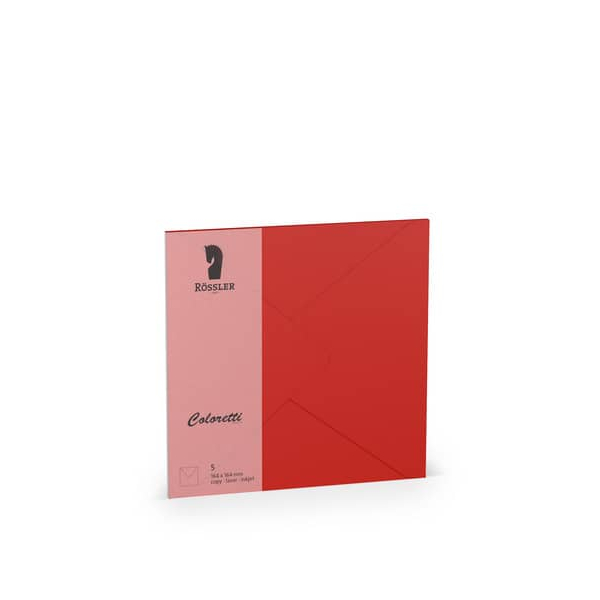 10 Stück Rössler Designbriefumschlag Coloretti 220740526, quadratisch, nassklebend, 80g, klatschmohn 4014969606056 Rössler 5 Stück