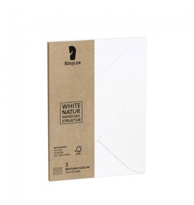 Briefumschlag 1144020627 B6 ohne Fenster nassklebend 120g Naturpapier/säurefrei cotton weiß