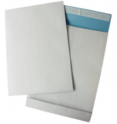 Faltentaschen B4 ohne Fenster 40mm Falte haftklebend fadenverstärkt 140g weiß/blau