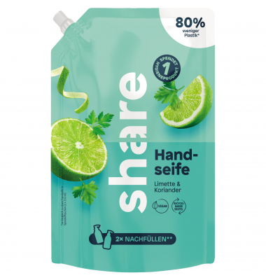Fl&uuml;ssigseife H-01-13-02, Limette & Koriander, 500 ml, Nachf&uuml;llbeutel
