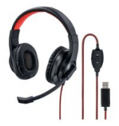 Stereo-Headset Hama HS-USB400, 2m Kabel, USB, Over-Ear, schwarz,