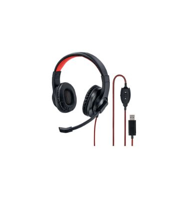 Stereo-Headset Hama HS-USB400, 2m Kabel, USB, Over-Ear, schwarz,