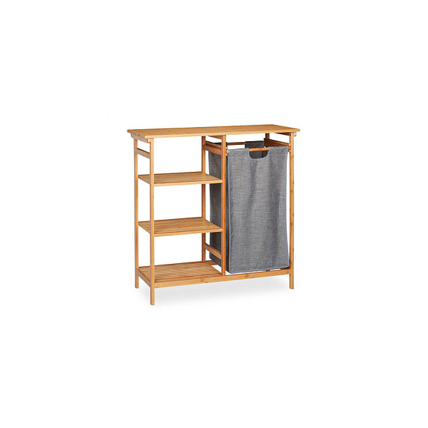 4052025305703 - Badregal mit Wäschekorb Bambus 4 Ablagen entnehmbarer Wäschesammler hbt 805 x 80 x 335 cm natur grau - Relaxdays 4052025305703 - Badregal mit Wäschekorb Bambus 4 Ablagen entnehmbarer Wäschesammler hbt 805 x 80 x 335 cm natur grau - Relaxdays