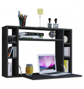 Wandschreibtisch Wandila 915179, 60cm (H), 90x20/67cm (BxT), rechteckig, schwarz / schwarz
