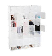 Kleiderschrank weiß, transparent 28 Fachböden 180,0 x 46,5 x 234,0 cm