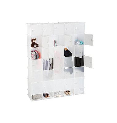 Kleiderschrank weiß, transparent 28 Fachböden 180,0 x 46,5 x 234,0 cm
