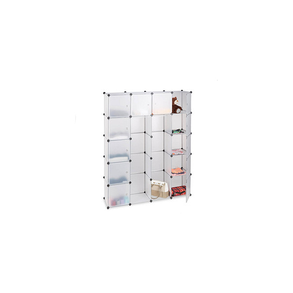 4052025956165 - Relaxdays - Kleiderschrank Stecksystem mit 2 Kleiderstangen Garderobe mit 14 Fächer Kunststoff Regalsystem transparent 4052025956165 - Relaxdays - Kleiderschrank Stecksystem mit 2 Kleiderstangen Garderobe mit 14 Fächer Kunststoff Regalsystem transparent