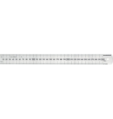Rumold Premium Stahllineal 300 mm aus rostfreiem Edelstahl, mit 0-Punkt an