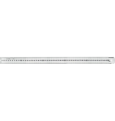 Rumold Premium Stahllineal 500 mm aus rostfreiem Edelstahl, mit 0-Punkt an