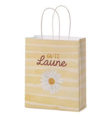 Geschenktasche 991774, allgemein, gedrehte Papierkordel, GUTE LAUNE, 180mm x 220mm