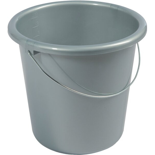 9002427254500 - Haushaltseimer 10 Liter silber mit Metallbügel und Maßeinheit 9002427254500 Kunststoffwerk 10125450