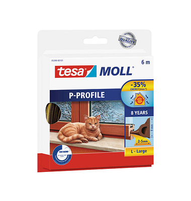 tesamoll P-Profil Fenster-Dichtungsband weiß 9,0 mm x 6,0 m 1 Rolle
