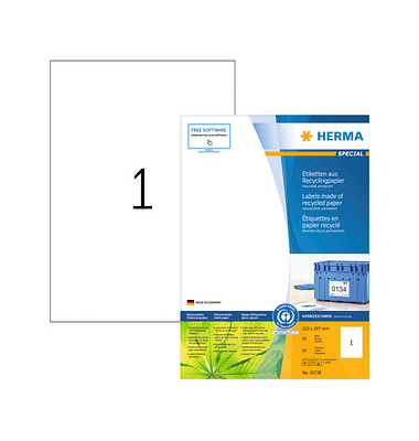 Etiketten Special 10738, wei&szlig;, 210x297mm, rechteckig