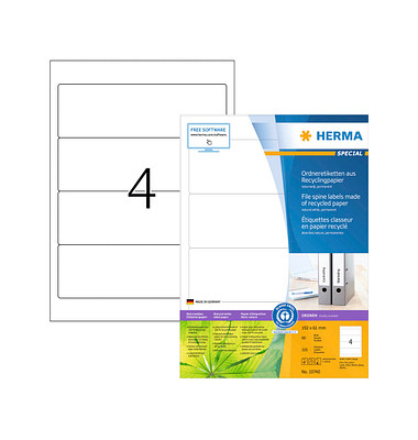 R&uuml;ckenschilder Special 10740, wei&szlig;, breit/kurz, 61x192mm, selbstklebend, permanent 