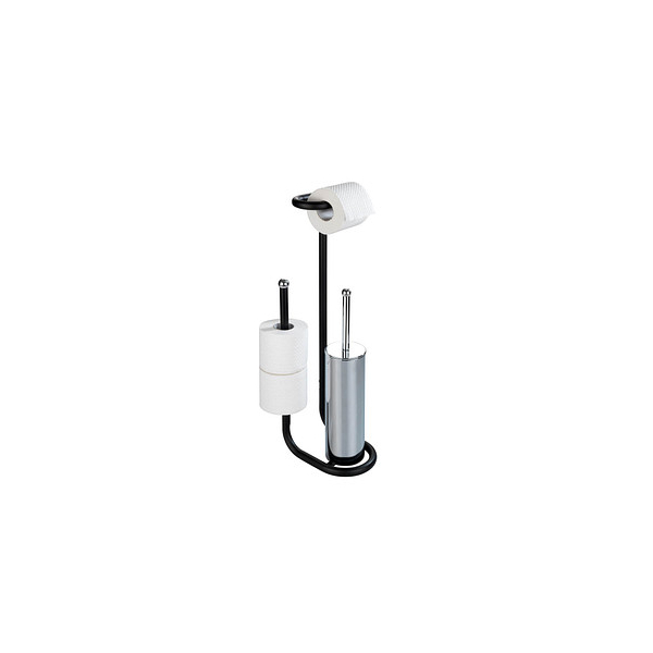 4008838306420 - Stand WC-Garnitur Universalo Schwarz integrierter Toilettenpapierhalter und WC-Bürstenhalter Schwarz Stahl schwarz - schwarz - Wenko 4008838306420 - Stand WC-Garnitur Universalo Schwarz integrierter Toilettenpapierhalter und WC-Bürstenhalter Schwarz Stahl schwarz - schwarz - Wenko